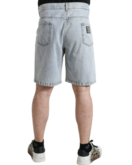 Dolce & Gabbana Multicolor Floral Print Denim Bermuda Shorts