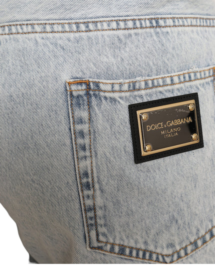 Dolce & Gabbana Multicolor Floral Print Denim Bermuda Shorts