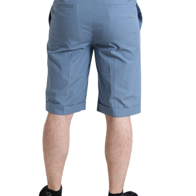 Dolce & Gabbana Sky Blue Cotton Folded Hem Men Bermuda Shorts