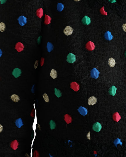 Dolce & Gabbana Black Polka Dot Ruffle Cotton Midi Dress