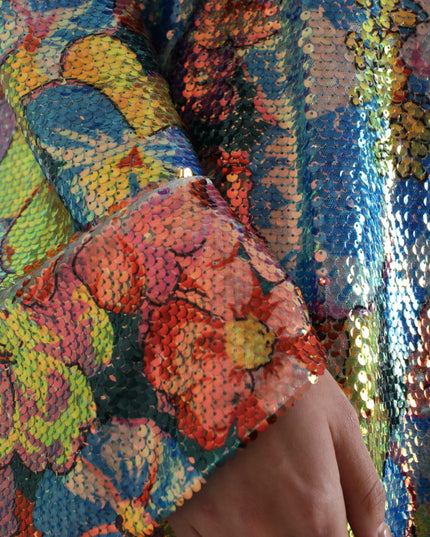 Dolce & Gabbana Multicolor Floral Sequined Shift Mini Dress