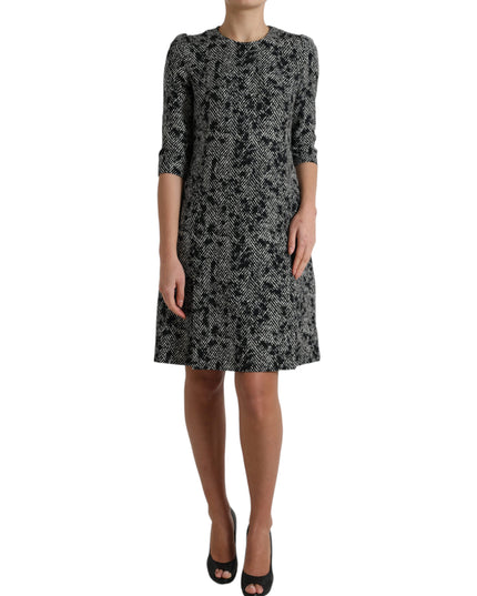 Dolce & Gabbana Black Chevron Polyester Shift Mini Dress