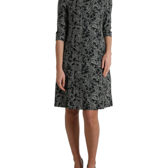 Dolce & Gabbana Black Chevron Polyester Shift Mini Dress