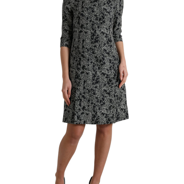 Dolce & Gabbana Black Chevron Polyester Shift Mini Dress