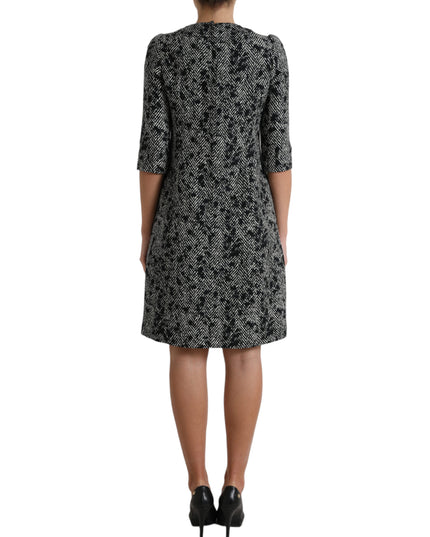 Dolce & Gabbana Black Chevron Polyester Shift Mini Dress