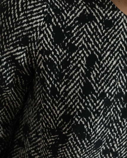 Dolce & Gabbana Black Chevron Polyester Shift Mini Dress