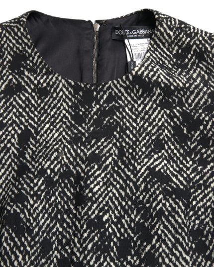 Dolce & Gabbana Black Chevron Polyester Shift Mini Dress