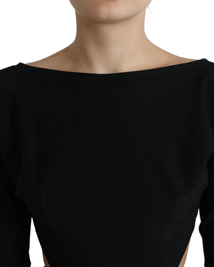 Dolce & Gabbana Black Viscose Cut Out A-line Long Sleeves Mini Dress