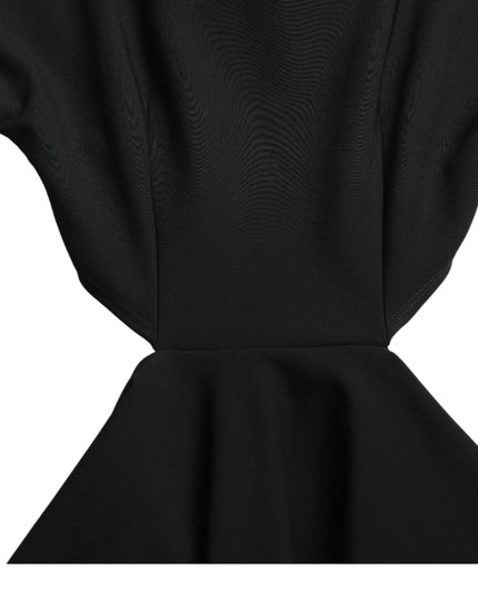 Dolce & Gabbana Black Viscose Cut Out A-line Long Sleeves Mini Dress