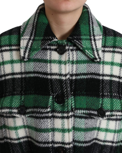 Dolce & Gabbana Green Plaid Long Sleeve Casual Coat Jacket