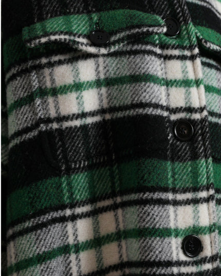 Dolce & Gabbana Green Plaid Long Sleeve Casual Coat Jacket