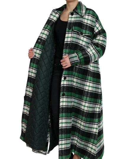 Dolce & Gabbana Green Plaid Long Sleeve Casual Coat Jacket