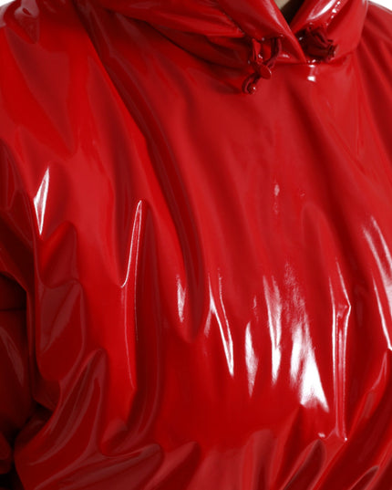 Dolce & Gabbana Shiny Red Hooded Cropped Short Coat Jacket