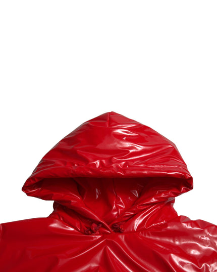 Dolce & Gabbana Shiny Red Hooded Cropped Short Coat Jacket