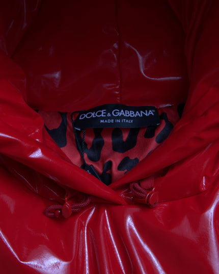 Dolce & Gabbana Shiny Red Hooded Cropped Short Coat Jacket