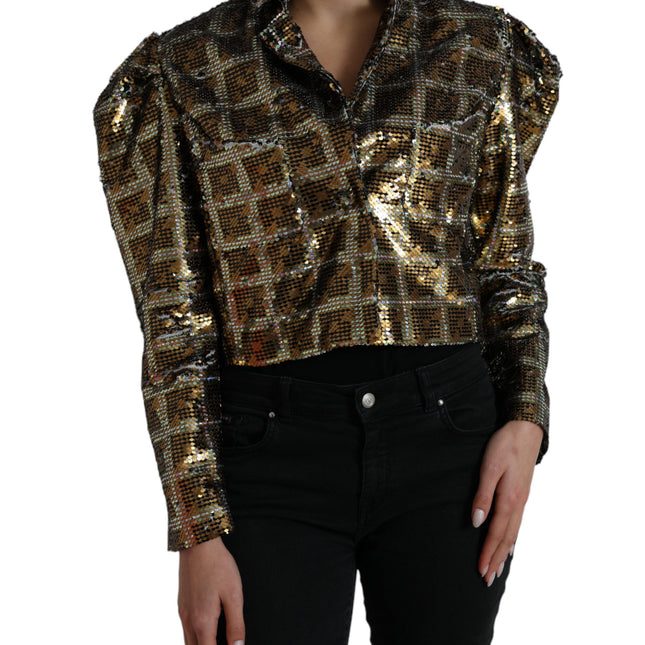Dolce & Gabbana Multicolor Polyester Sequined Cropped Jacket