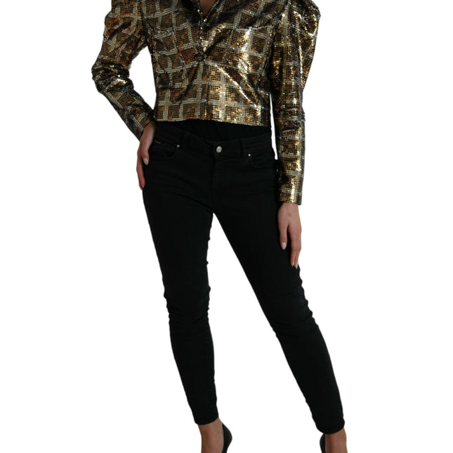 Dolce & Gabbana Multicolor Polyester Sequined Cropped Jacket