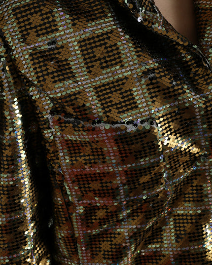 Dolce & Gabbana Multicolor Polyester Sequined Cropped Jacket