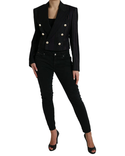 Dolce & Gabbana Black Striped SICILIA Double Breasted Jacket