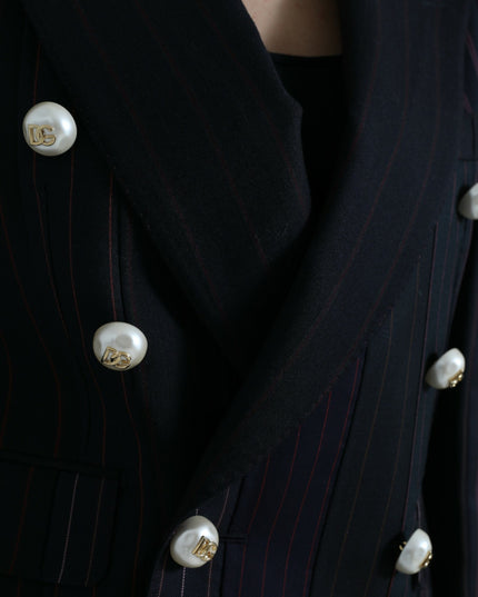 Dolce & Gabbana Black Striped SICILIA Double Breasted Jacket