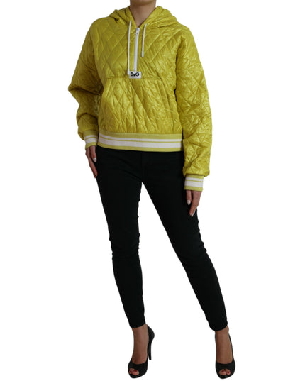 Dolce & Gabbana Yellow Nylon Quilted Hooded Pullover Jacket