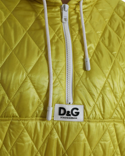 Dolce & Gabbana Yellow Nylon Quilted Hooded Pullover Jacket