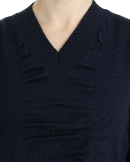 Costume National Dark blue V-neck wool sweater