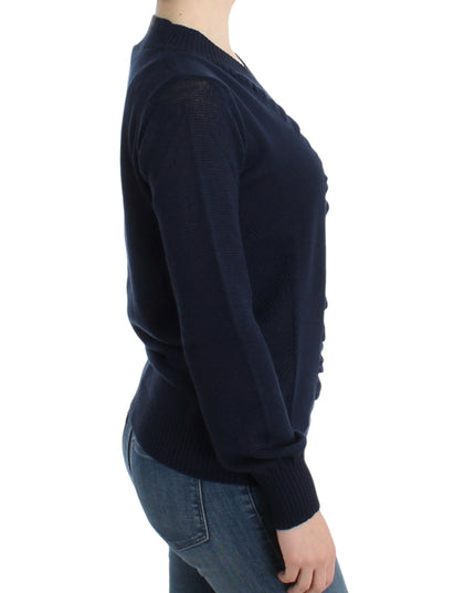 Costume National Dark blue V-neck wool sweater