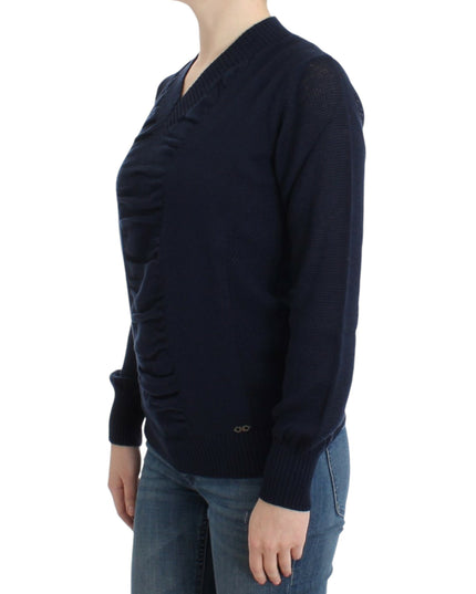 Costume National Dark blue V-neck wool sweater