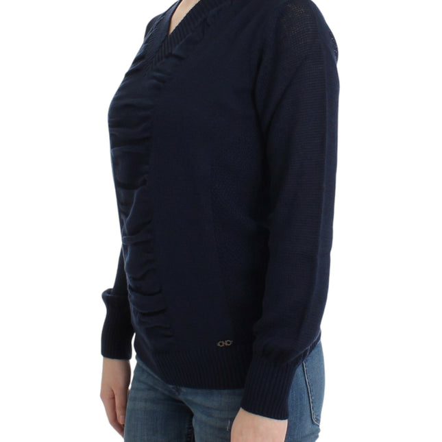 Costume National Dark blue V-neck wool sweater