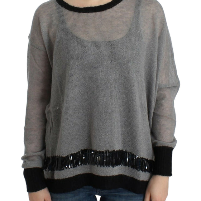 Costume National Gray embellished asymmetric sweater