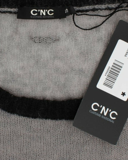 Costume National Gray embellished asymmetric sweater