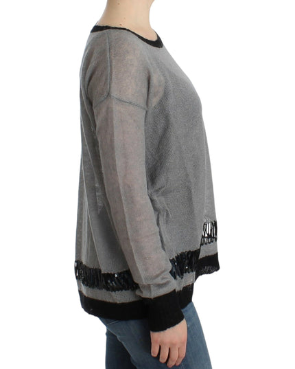 Costume National Gray embellished asymmetric sweater