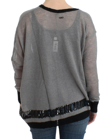 Costume National Gray embellished asymmetric sweater