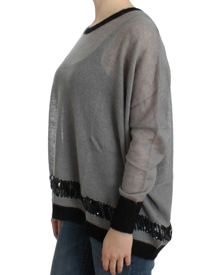 Costume National Gray embellished asymmetric sweater