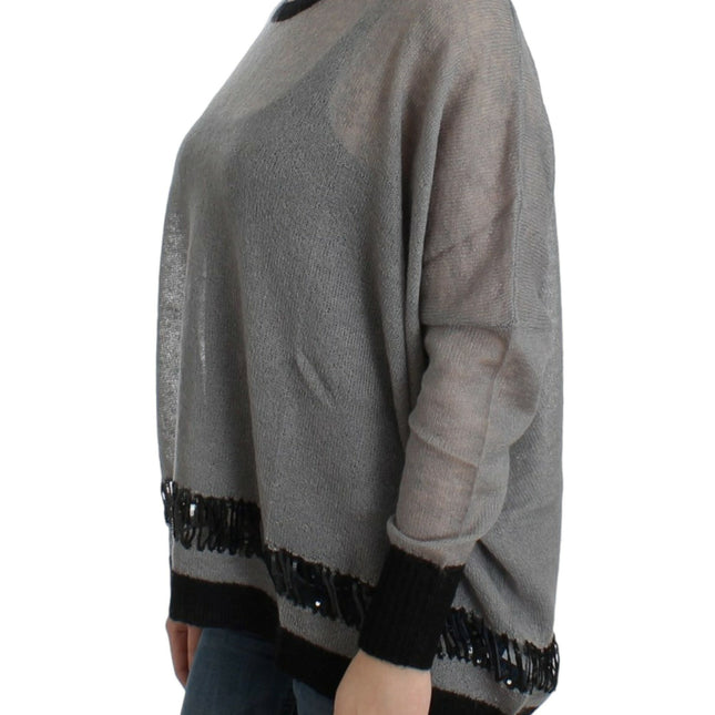 Costume National Gray embellished asymmetric sweater