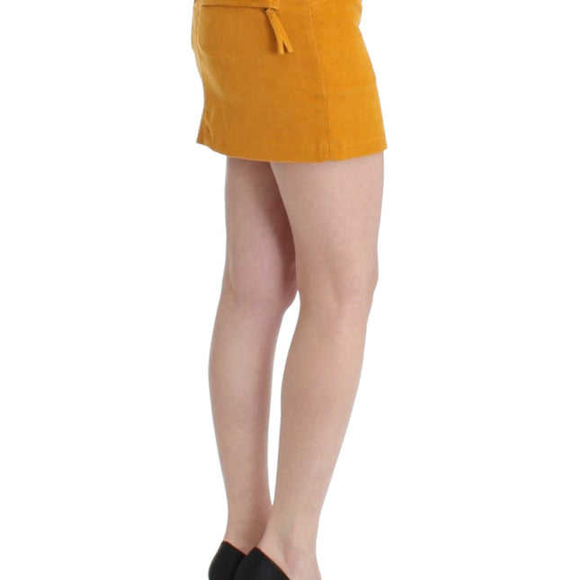 Costume National Yellow corduroy mini skirt