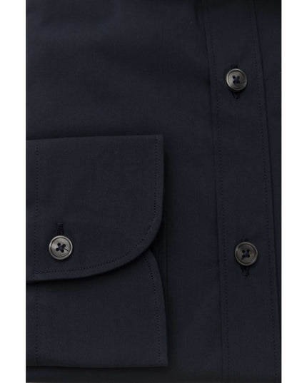 Bagutta Blue Cotton Men Shirt Slim Fit with French Collar