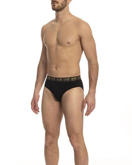 Cavalli Class Black Cotton Men's Briefs Pair