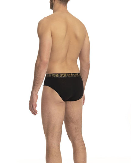 Cavalli Class Black Cotton Men's Briefs Pair