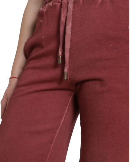 Dolce & Gabbana Maroon Cotton High Waist Sweatshorts Shorts