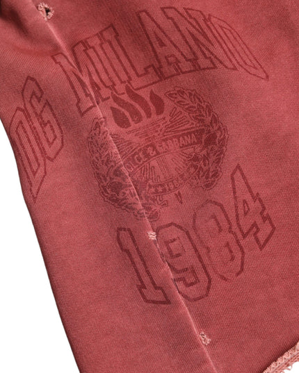 Dolce & Gabbana Maroon Cotton High Waist Sweatshorts Shorts