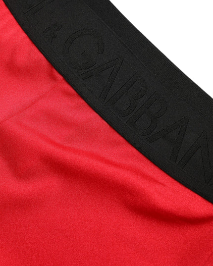 Dolce & Gabbana Red Nylon DG Logo Slim Leggings Pants
