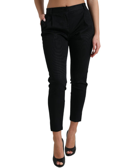 Dolce & Gabbana Black Mid Waist Skinny Cropped Pants