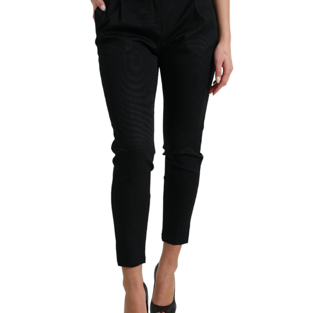 Dolce & Gabbana Black Mid Waist Skinny Cropped Pants