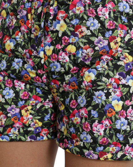 Dolce & Gabbana Multicolor Floral High Waist Hot Pants Shorts