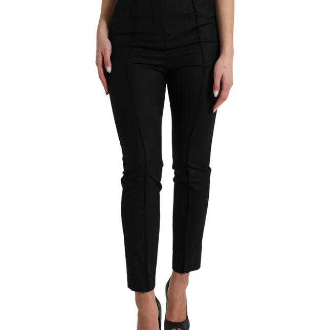 Dolce & Gabbana Black Wool High Waist Tapered Pants