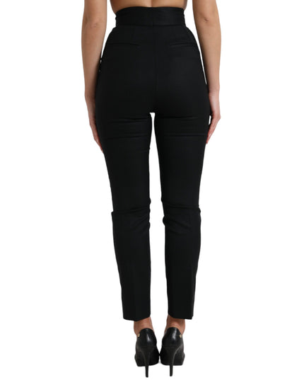 Dolce & Gabbana Black Wool High Waist Tapered Pants