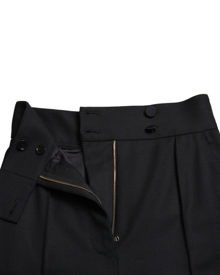 Dolce & Gabbana Black Wool High Waist Tapered Pants