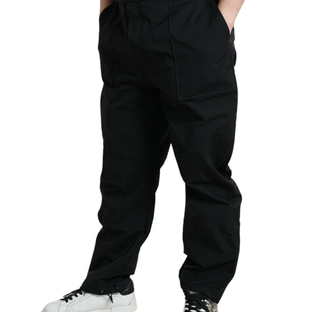 Dolce & Gabbana Black Polyester Logo Straight Pants